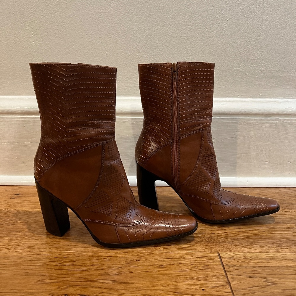 Vintage Enzo Angiolini Women's Size 9M Ennis Brown Leather Western Boots
